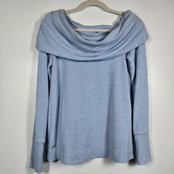 Lilly Pulitzer Belinda Light Blue Long Sleeve Cowl Neck Pullover Top Size Small - Picture 3 of 15